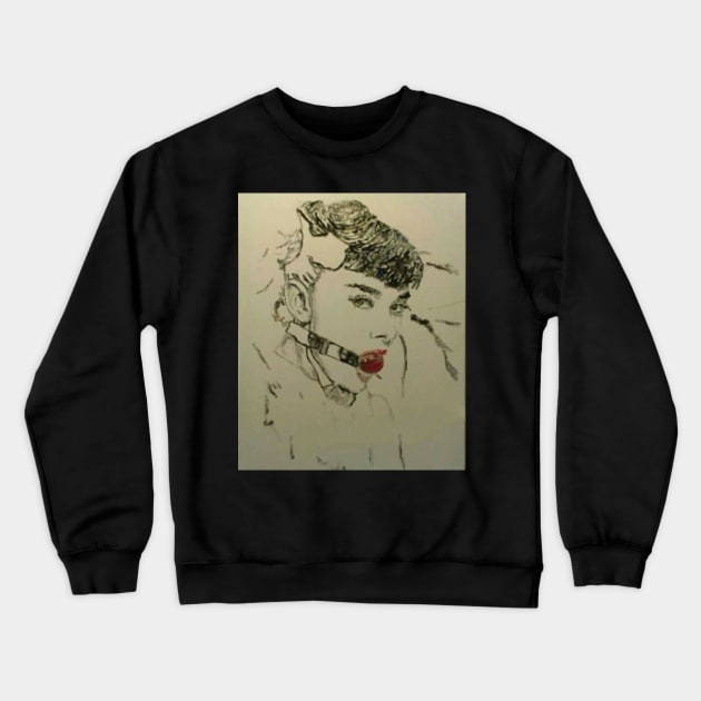 Audrey Hepburn Crewneck Sweatshirt by Mike Nesloney Art